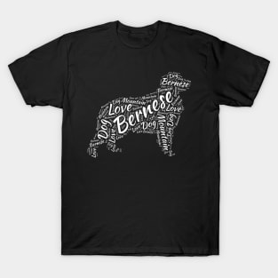 Love Bernese Mountain Dog Word Silhouette Pet Lover Owner T-Shirt